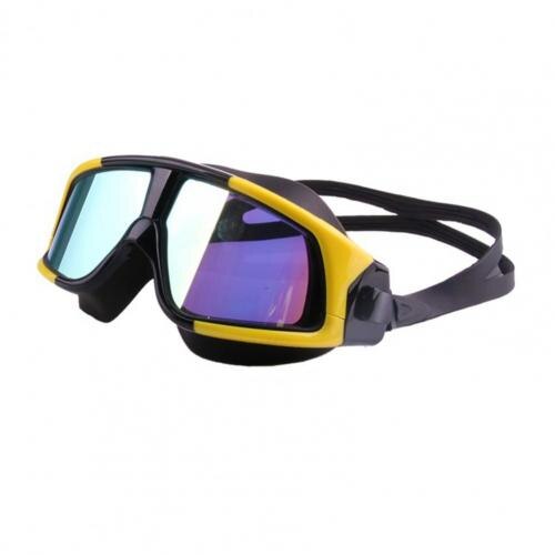 MC-3200 Zwembril Anti-Fog Shockproof Waterdicht Groot Frame Galvaniseren Zwemmen Bril Voor Strand: YELLOW