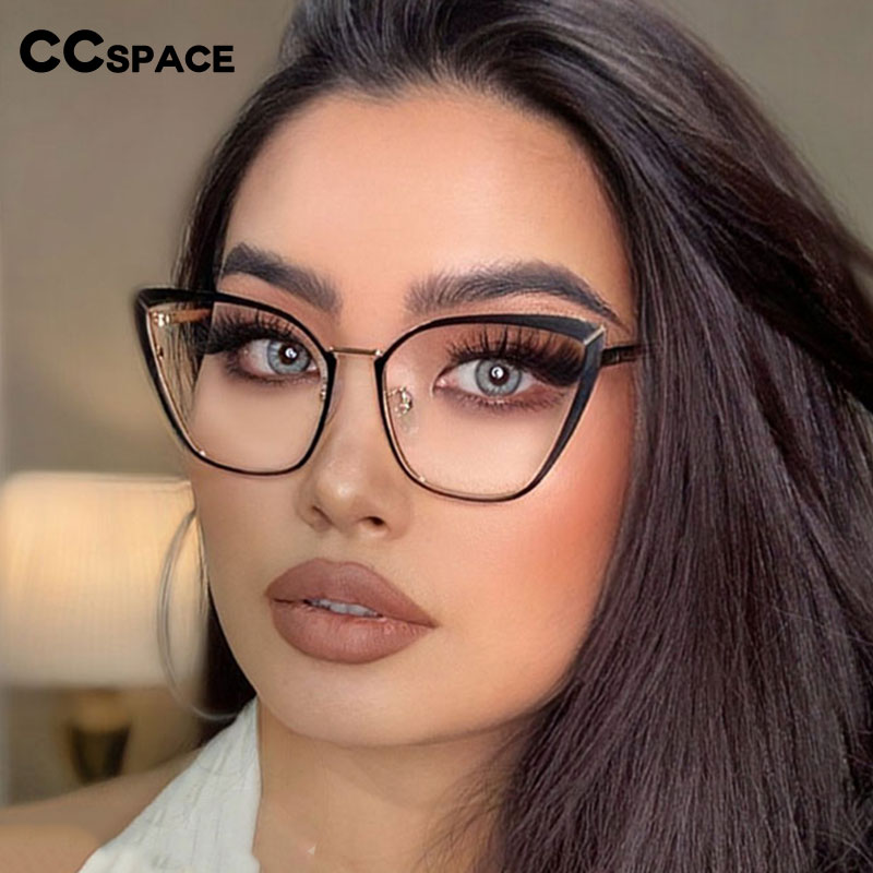 48104 Cat Eye Retro Ultralight Metalen Brilmonturen Mannen Vrouwen Optische Mode Computer Bril