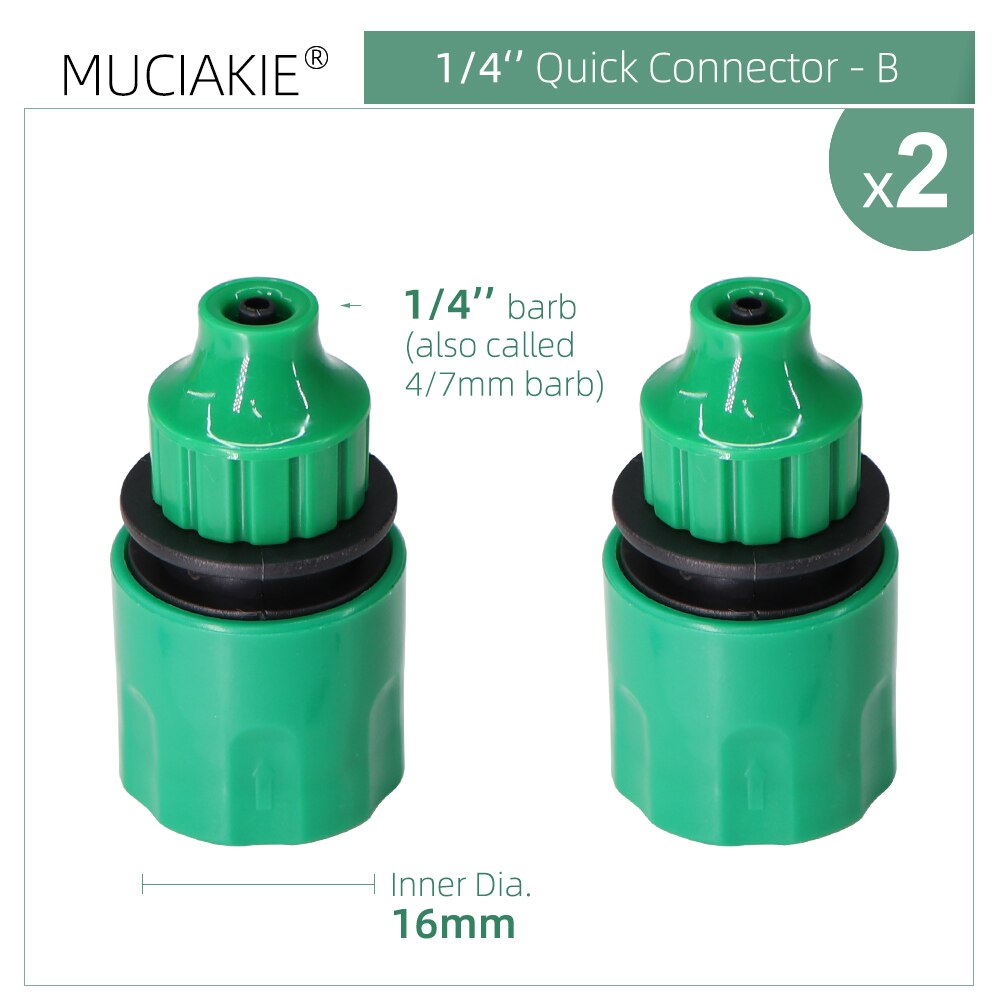Conector rápido de grifo de manguera de jardín, adaptador de acoplamiento de 1/8, 1/4, 1/2 y 3/4 pulgadas, Unión de tubo de ajuste de riego para el hogar, 2 uds.: B