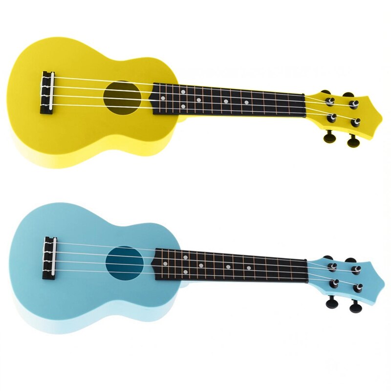 2Stck 21 Zoll Akustische Ukulele Uke 4 Saiten Hawaii Gitarre Gitarre Instrument für freundlicher und Musik Anfänger-Blau & gelb