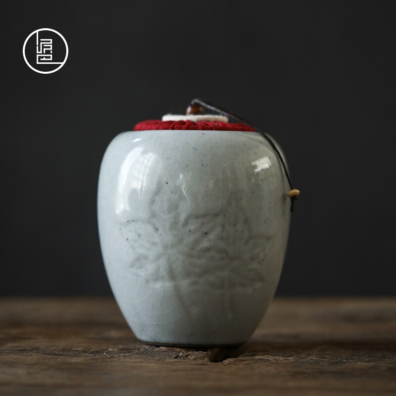 Personalidad creativa barro personas artículos de gres para té Caddy cerámica sellada a prueba de humedad té almacén Retro Pu'er caja de té LB83105: A