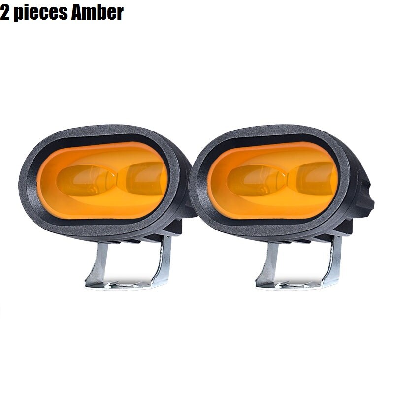 Racbox 6D Lens Amber Led Work Light Bar Auto Driving Mistlichten Offroad Spotlight Lamp Truck Suv Atv Led Auto retrofit Styling: 2 piece Amber