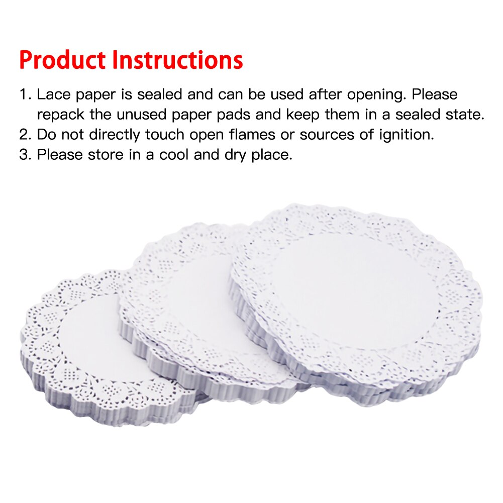 100 PCS Oil-absorbing Paper White Lace Round Paper Doilies Cake Packaging Pads Wedding Tableware Decoration