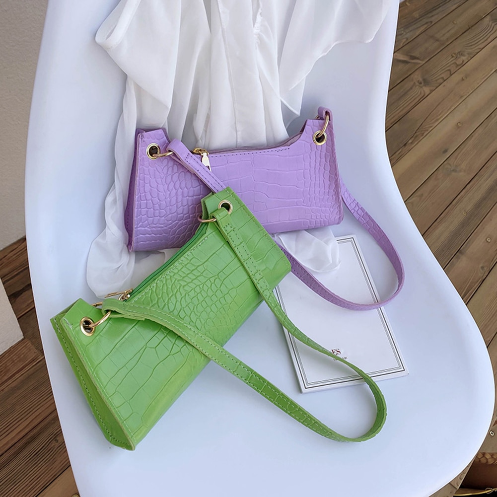 Casual Solid Alligator Pattten Pu Leather Handtas Totes Vrouwelijke Kleine Rits Schoudertassen Populaire Eenvoudige Vrouwelijke Dagelijkse Tas