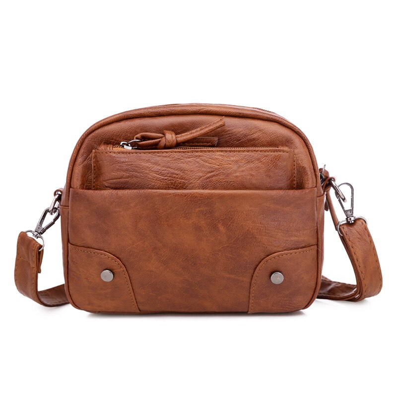 Zacht Lederen Kleine Tas Vrouwen Trendy Vrouwen Retro Mobiele Telefoon Bag Multi-Compartiment Mode Messenger Kleine vierkante Tas