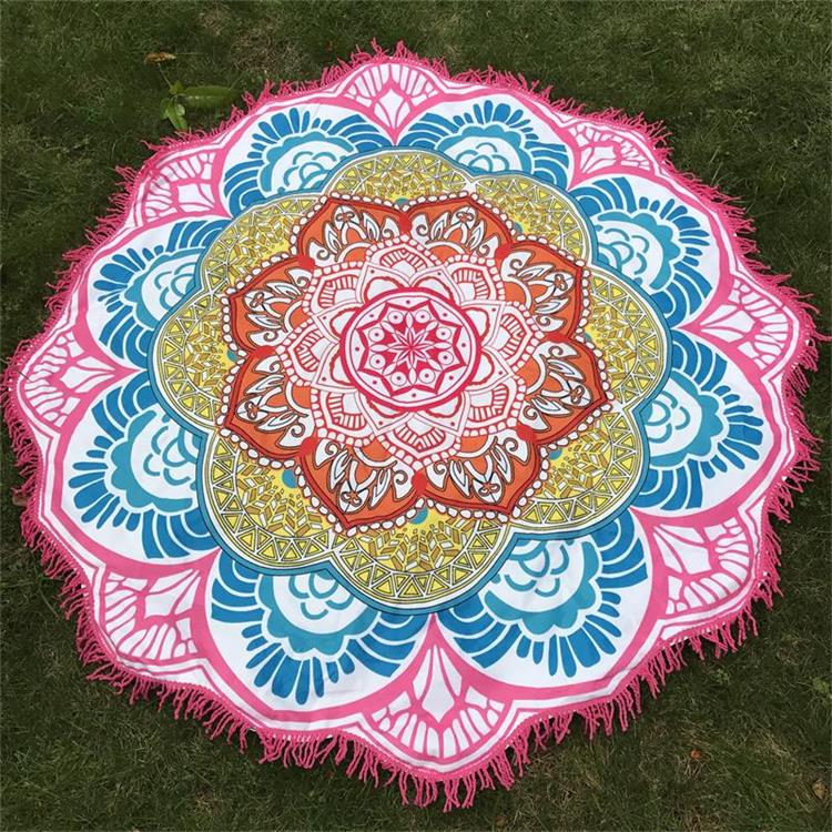 Microfiber Strandlaken Kwastje Indian Mandala Tapestry Lotus Gedrukt Bohemian Yoga Mat Bikini Cover-Up Deken Badhanddoek: Red Towel