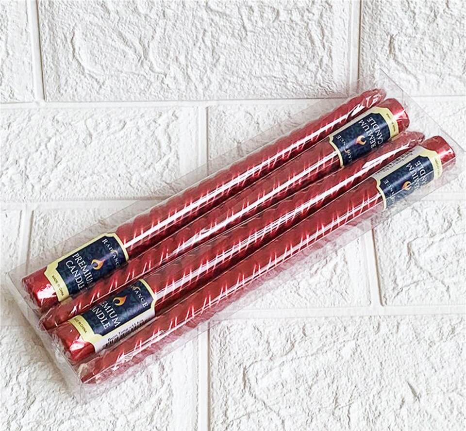 4PCS/Set European Long Threaded Candle Paraffin Stick Candle For Hotel Home Candlestick Dinner Decor Valentine's Day Decoration: Red