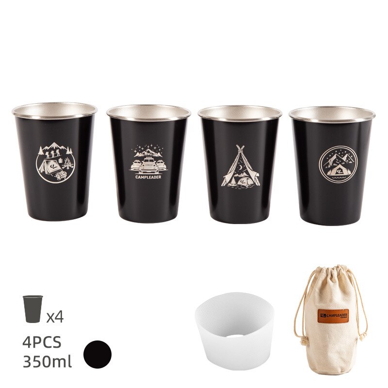 4 Stks/set 350Ml Rvs Metalen Bier Beker Wijn Kopjes Koffie Tumbler Thee Melk Mokken Water Pint Cups Voor outdoor Camping Bbq: B1