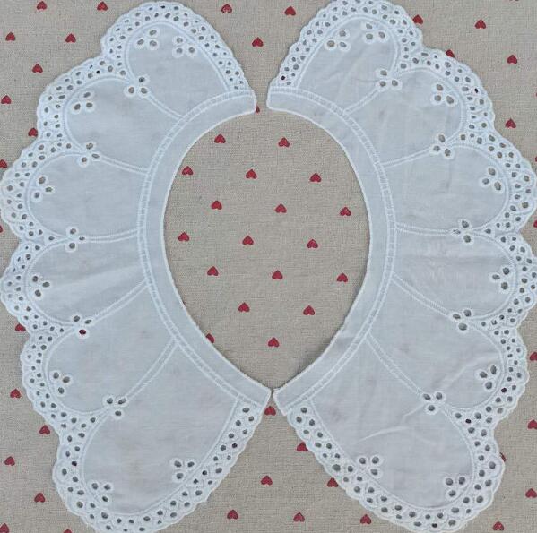 Tela de encaje bordado de algodón blanco de lujo, apliques DIY, cinta para cuello, cuello, costura artesanal, guipur, decoración de vestido de boda: white 5