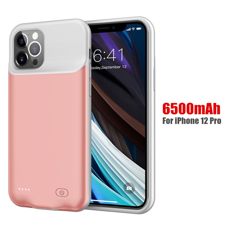 Amstar odporny na wstrząsy futerał na ładowarkę do iPhone 12 Pro Max 12 Mini Powerbank Case zewnętrzny zestaw do ładowania baterii: Pink 12 Pro