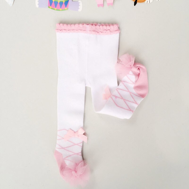 Bebé niñas medias Ballet estilo arco encaje baile medias de niño lindo Panthose blanco niños ropa Otoño Invierno 0-24M GL56