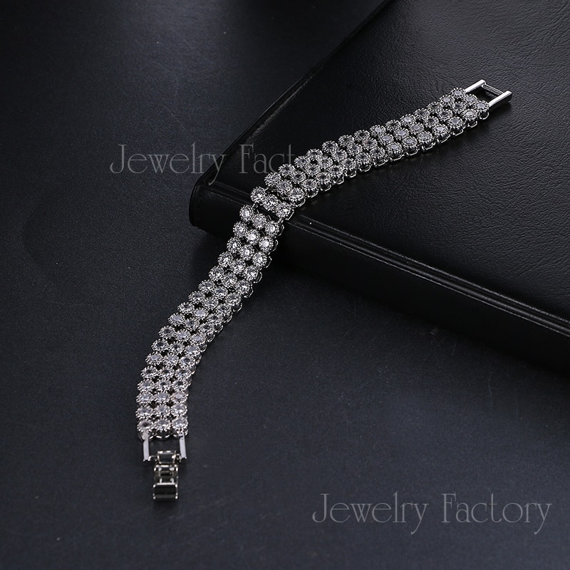 Emmaya Hot Vender Jóias de Luxo Design Único 3 Fileira Forma Redonda AAA + Cubic Zircon Bracelete & Pulseira de Casamento Da Noiva para As Mulheres