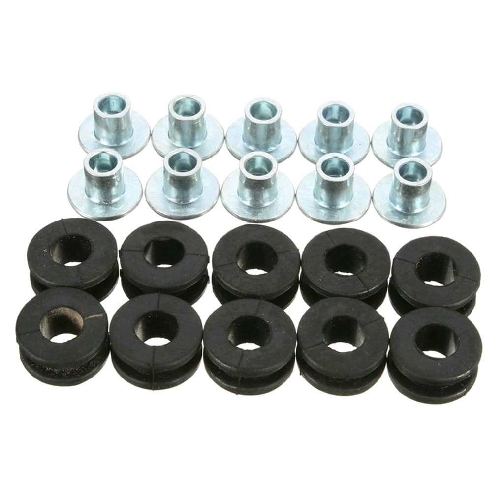 10pcs 10.7mm Round Rubber Grommet Assortment Kit with Bolts for Most Fairings/Cowling Pieces