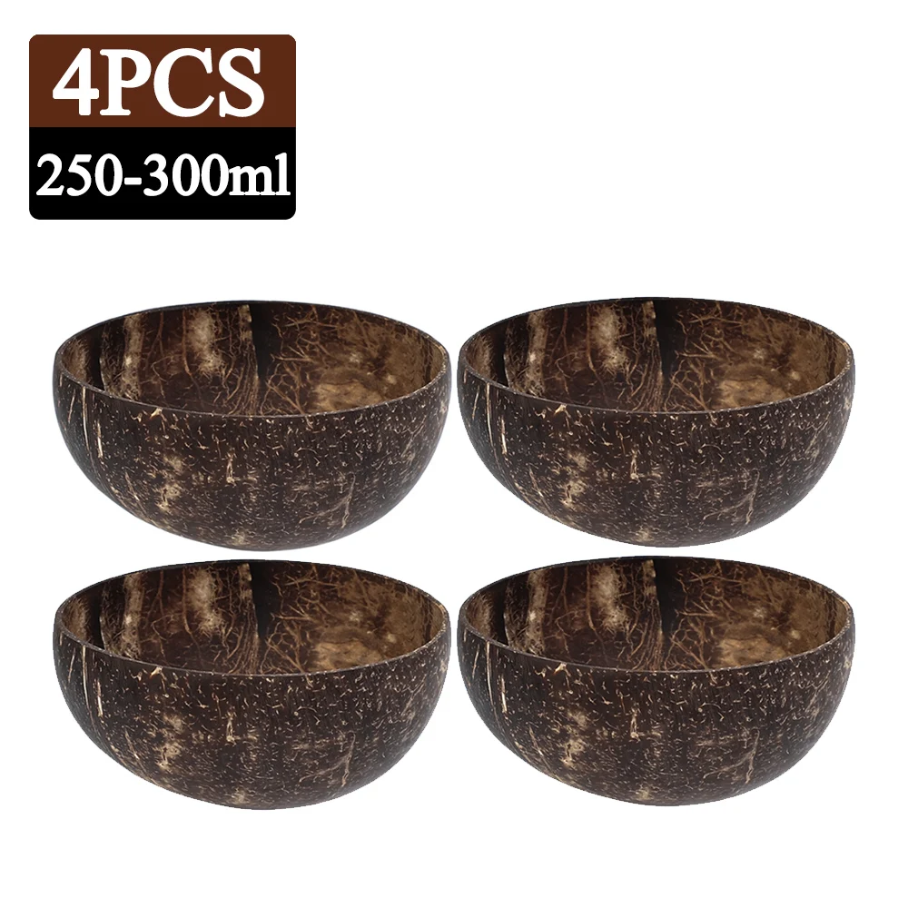 Cuenco de coco Natural para cena, vajilla de madera hecha a mano, cuchara de madera para postre, ensalada de frutas, mezcla de arroz, Ramen, 550/400/300Ml: Rojo
