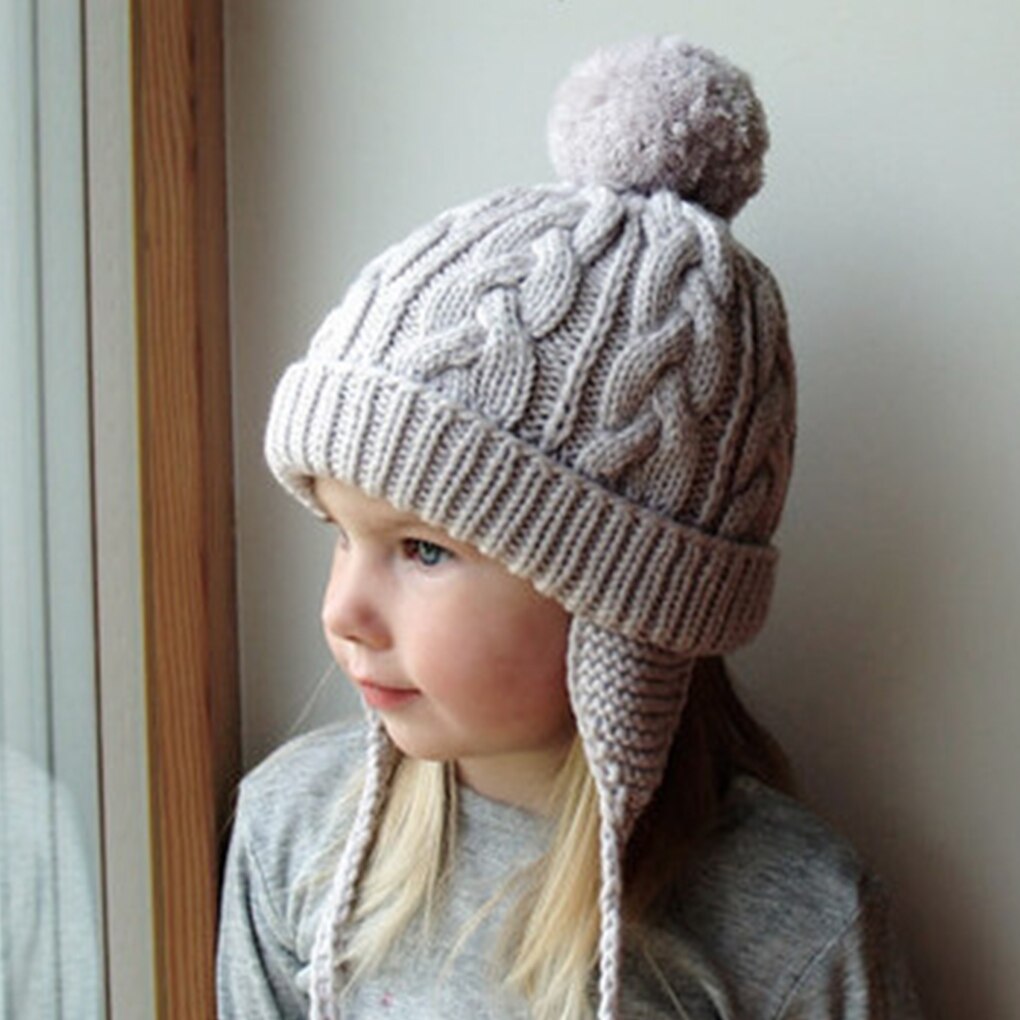 Børn børn strik hue ørebeskytt ensfarvet øreklapper kasket dreng pige efterår vinter varm hue hue nyfødt baby børn kasket