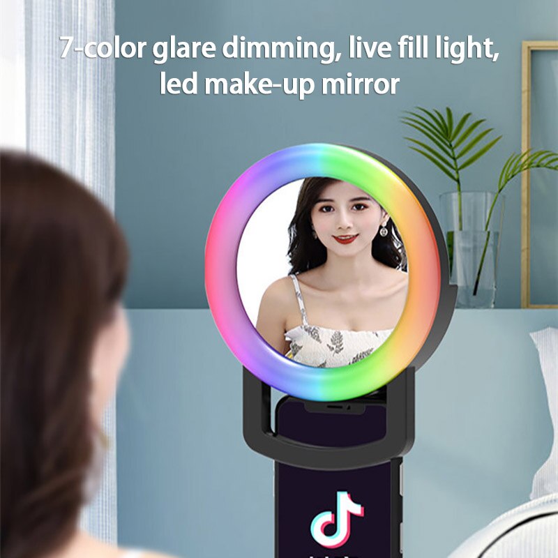 Rgb Selfie Led Ring Licht Cirkel Mini Mobiele Telefoon Selfie Verlichting Met Usb Opladen Interface Clip-On Make-Up Spiegel licht Invullen