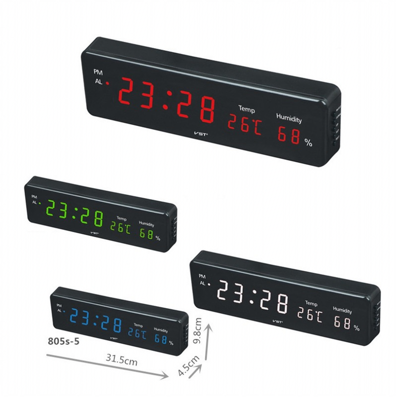 USB Electronic LED Digital Wall Clock With Temperature Humidity Display Clocks Wall Clock White Blue Green Red For AAA Battery