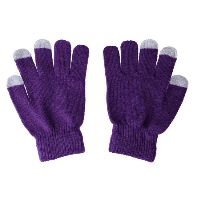 Valink Unisex Winter Warm Capacitive Knit Gloves Hand Warmer for Touch Screen Smart Phone Female Gloves: ourple