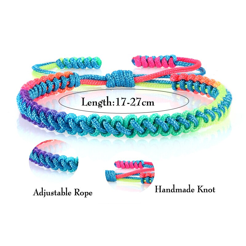 16 Colors Rainbow Rope Braided Tibetan Bracelet Colorful Handmade Knots Thread Adjustable Bangle Women Men Unisex Buddha Jewelry
