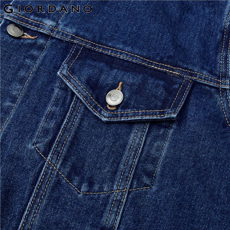 Giordano Men Jackets Turn-down Collar Denim Jacket Cotton Muti-Pockets Soild Causal Jackets 13071886