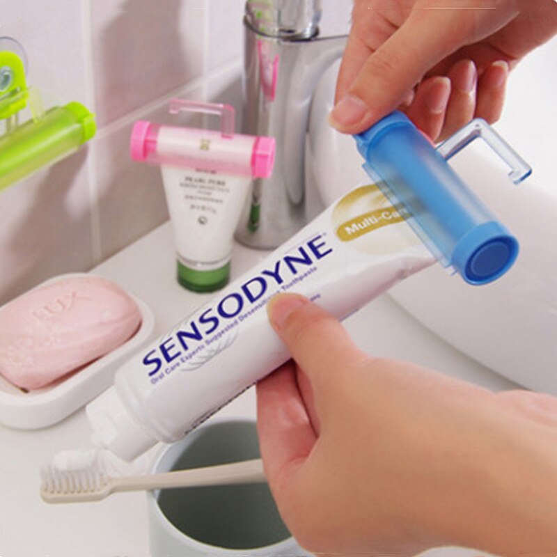 Plastic Rolling Tube Squeezer Toothpaste Dispenser Suction Cup Hook Toothpaste Squeezer Bathroom Accessories