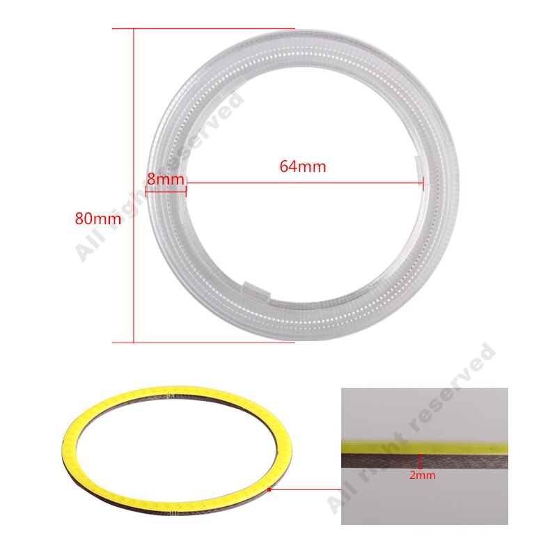 2pcs Angel Eyes COB LED 6000K Car Fog Lights 60mm 70mm 80mm 90mm 100mm 110mm 120mm Daytime Running Light DRL Halo Ring Auto 12V