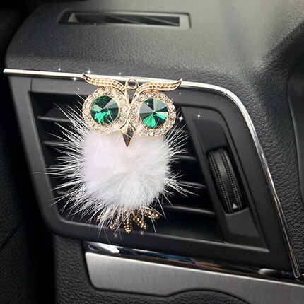 Sød krystal bil luftfrisker parfume dejlig ugle auto udtag ventil fast duft duft bil styling interiør tilbehør: Hvid