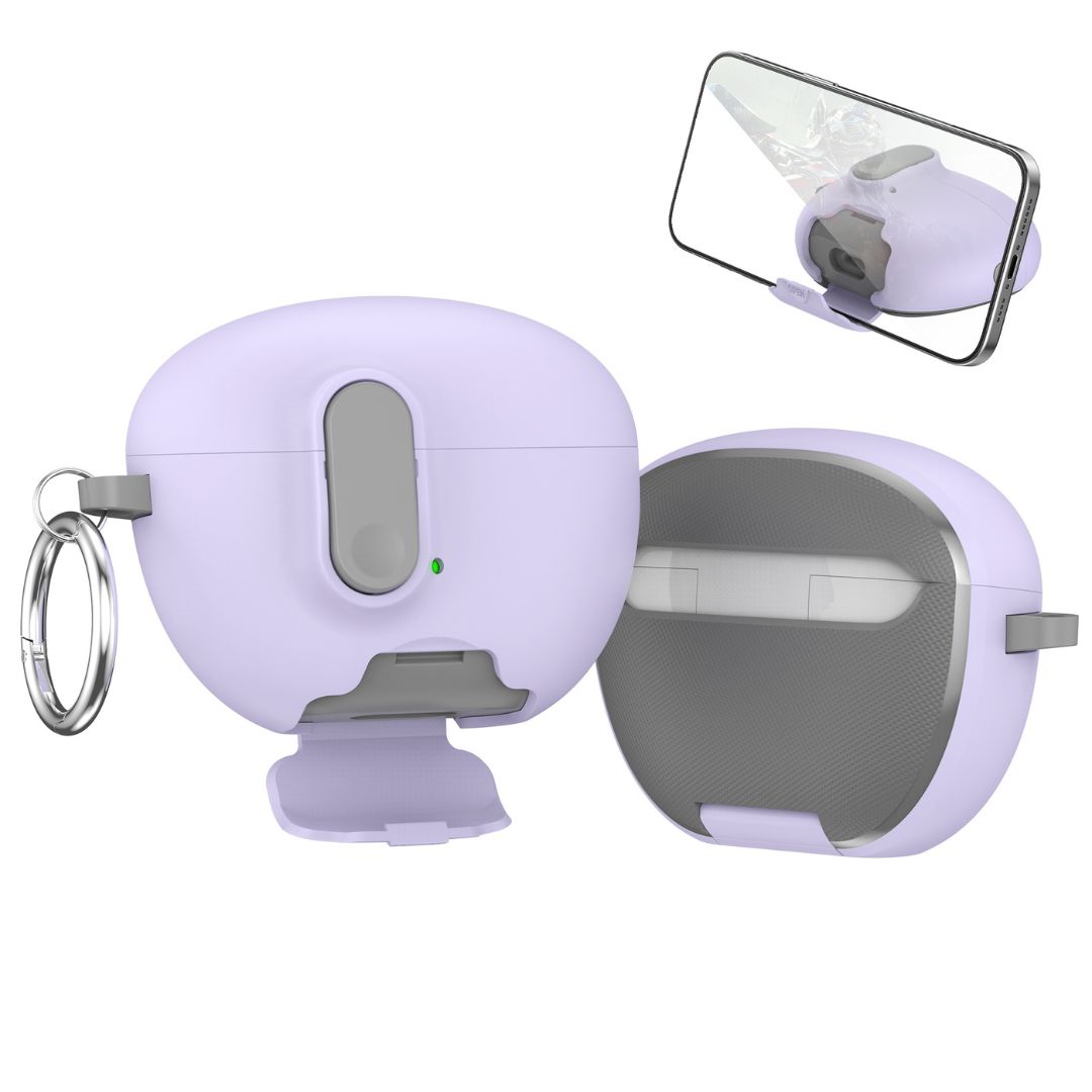 for huawei FreeBuds 6i case cover with safety lock&Phone Stand sandstone skins earphone cover for FreeBuds 6i earbuds case: PURPLE