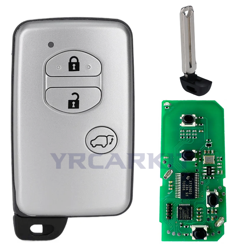 Llave remota inteligente para coche, para Toyota Land Cruiser Prado Camry Crown Aurion LC200 A433 F433, llave inteligente para coche, Chip 4D, 433Mhz: Gris / 5 Botones