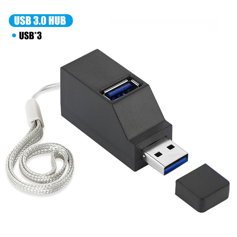 3.0 Usb Hub Laptop Adapter 2.0 Usb Charger Hub 3 Poorten Notebook Splitter Voor Lenovo Pc Computer Accessoires Draadloze Meerdere: USB 3.0 black
