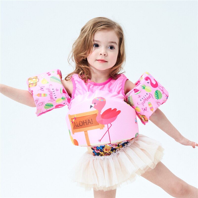 Kids Cartoon Boating Life Vest Surfing Ship Life Preserver For Girls Lovely Life Jacket Vest For Children Life Saving Wear 2-7 Y: Flamingo