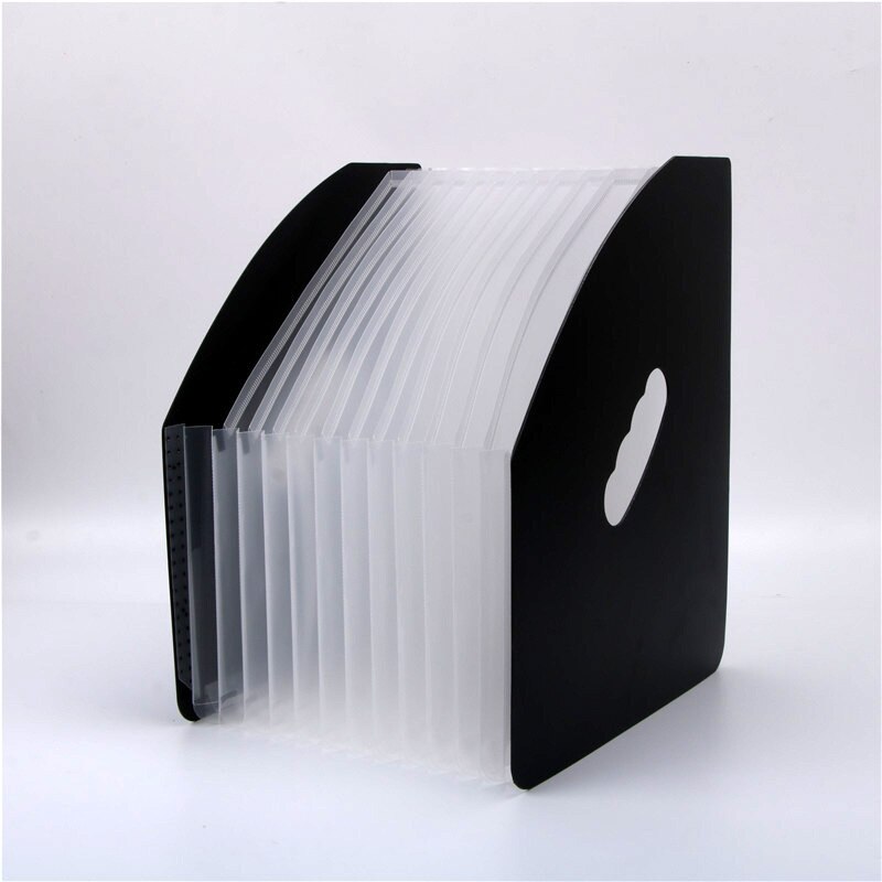 Erectable expanding wallet Rainbow Folder Document Manager Folder Assistance Office 12-Grid Pack File folder A4: black-White