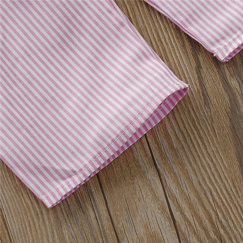Estate Una Spalla Ruffles Tute E Tute Da Palestra Per Cute Baby Ragazze Casual Infantile Del Bambino Del Bambino A Strisce Pantaloni Lunghi Tute E Salopette del Bambino Del Cotone Del Pagliaccetto