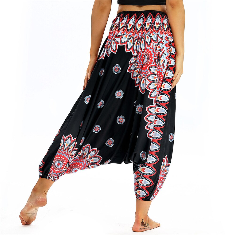 Harem Yoga Broek Voor Vrouwen Hippie Boho Pjs Lounge Strand Print Plus Palazzo Strand Broek