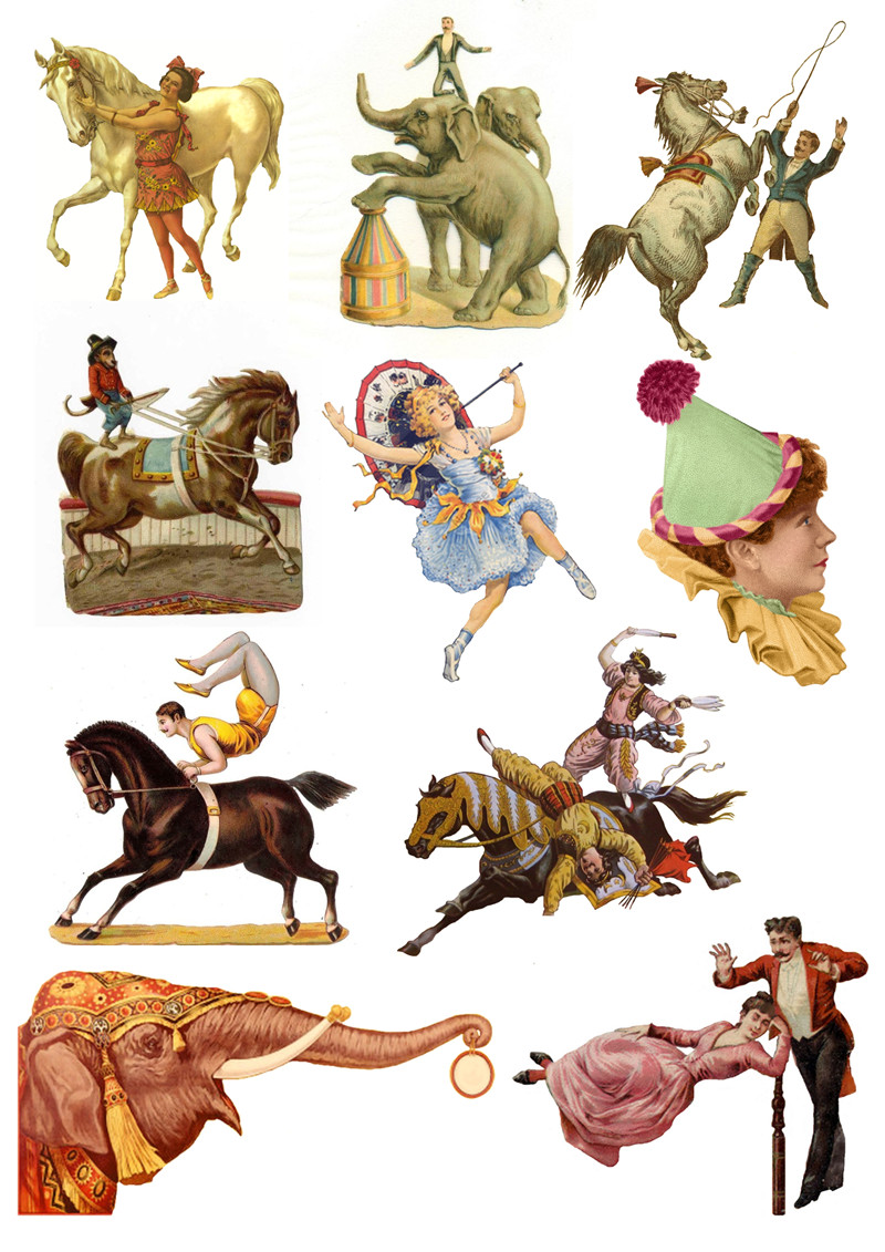 Retro Circus Clown Stickers Crafts And Scrapbooking stickers book Decorative sticker DIY Stationery: E 10PCS