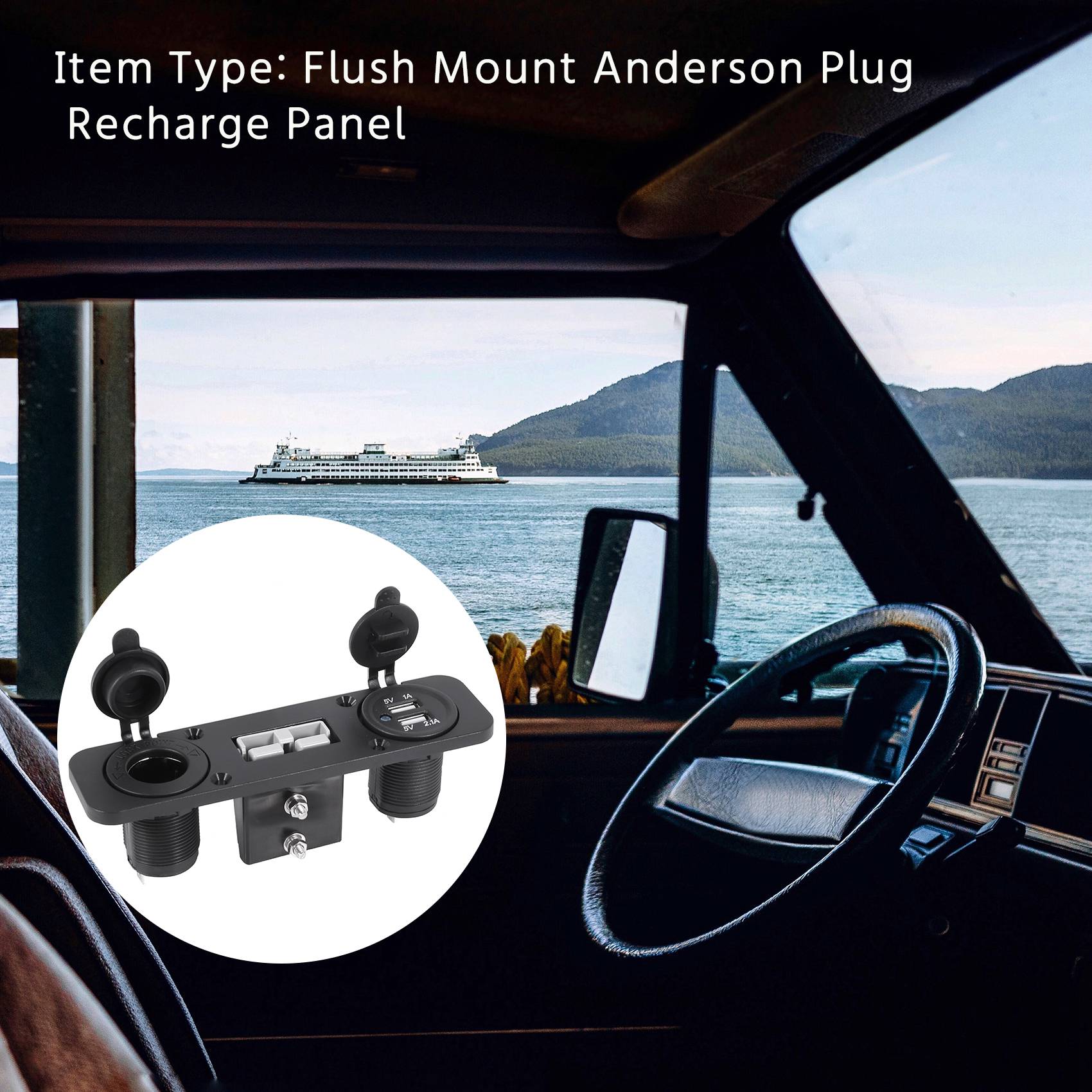 Flush mount anderson plug socket double usb charger socket panel for caravan camper boat truck