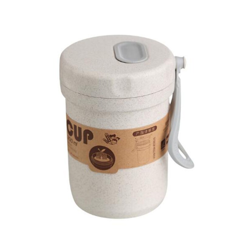 300ml Soup Box Sealed Leakproof Kids Lunchbox Eco-Friendly Round Food Container Meal Prep Bento Box Microwavable Lunch Box: khaki