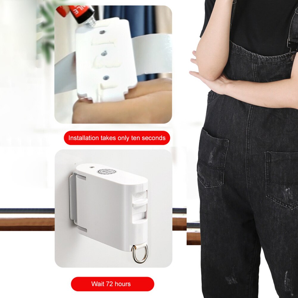 4.2m Indoor Invisible Clothesline with Hanger Hole Retractable Drying Rack Rope Balcony Clothes Line No Drilling Required#38