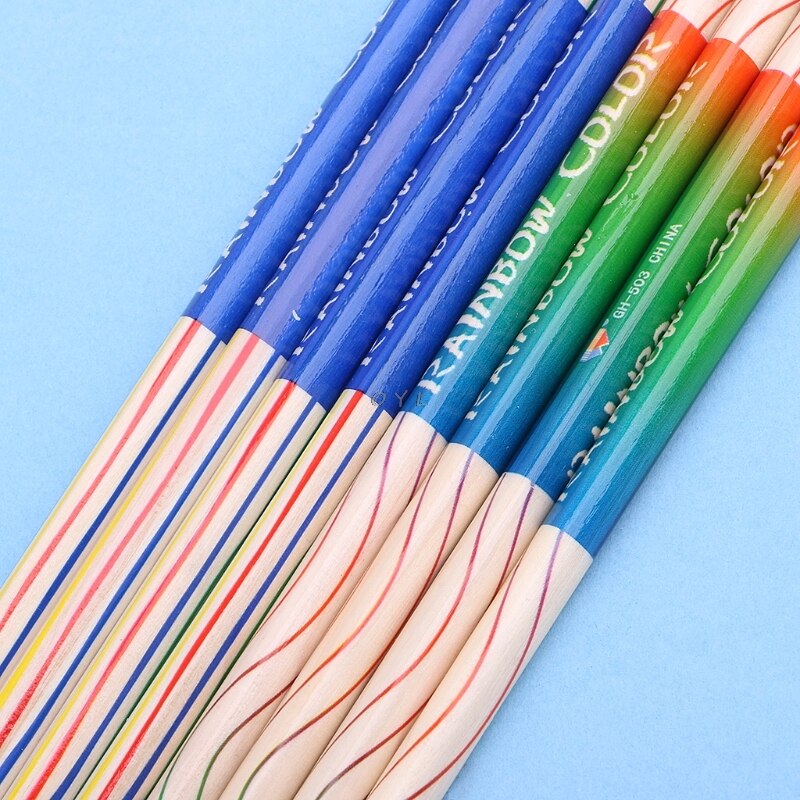 1pc schattige houten regenboogpotloden om zelf te maken voor tekenen en schilderen op school.