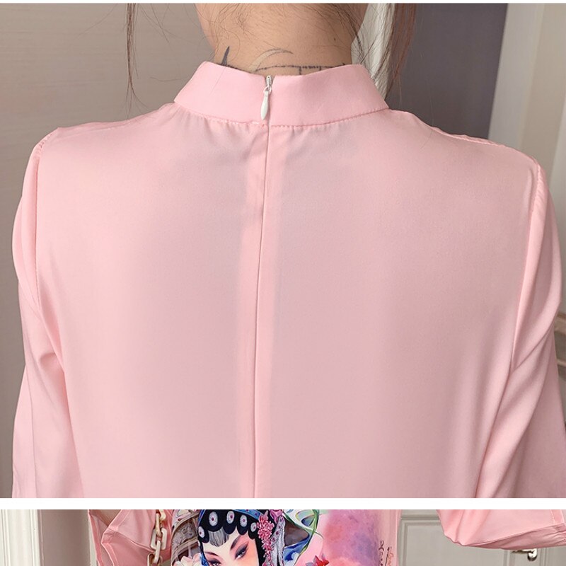 Qipao-vestido de talla grande de M-4XL para mujer, ropa china tradicional, rosa, holgada, moderna, de manga corta, para Año ,