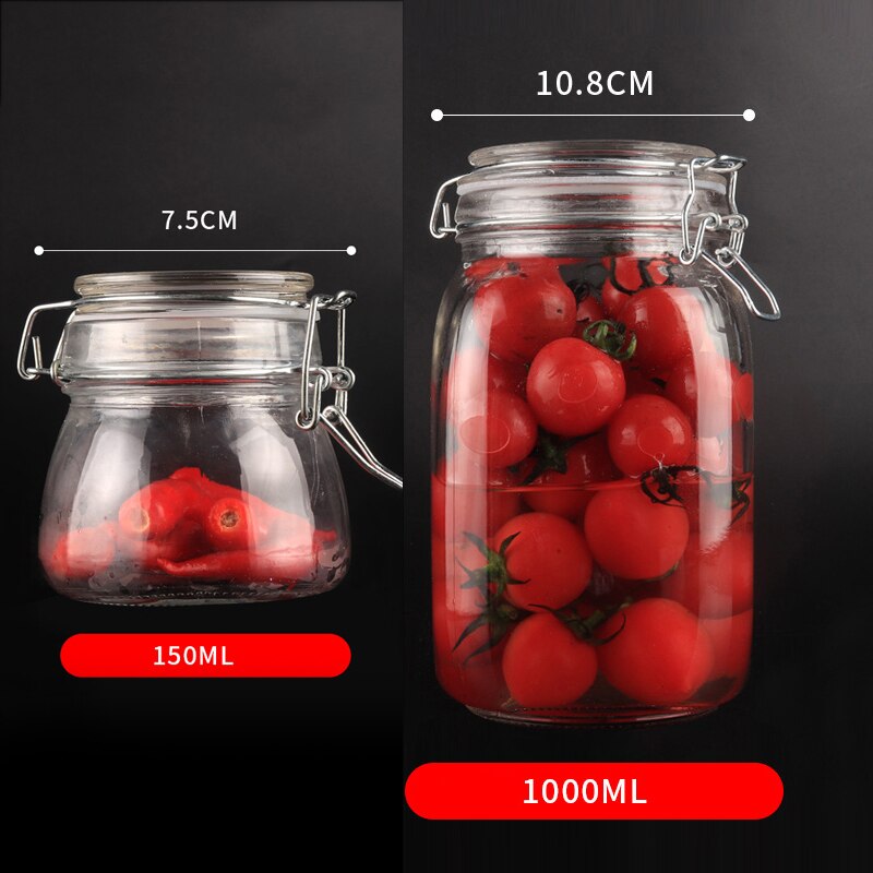 Glass Jars With Airtight Lids Mason Jars Glass Jars With Leak Proof Rubber Gasket Storage Jars With Hinged Lid for Home THIN889: Ivory