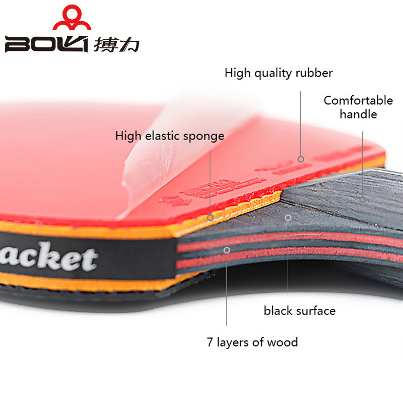 BOLI 5/6 Star Table Tennis Racket Offensive 2 Pcs Ping Pong Paddle with Fine Elasticity