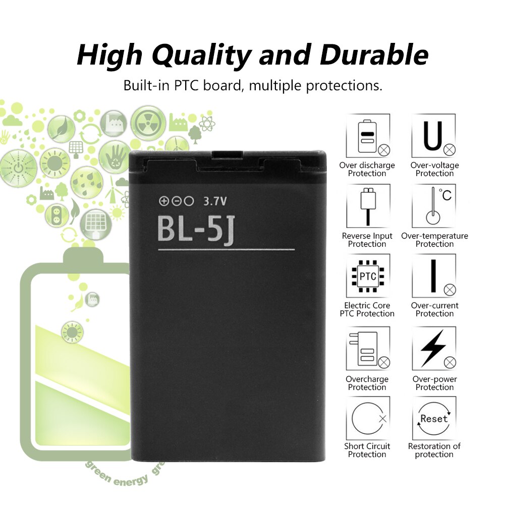 neue 100% Original Ersatz BATTERIE BL-5J FÜR NOKIA 5236 5238 5802 N900 X6 LUMIA 520 521 525 530