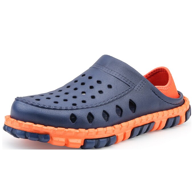 Plastic Sandalen Mannen Zomer Holie Schoenen Slip Op Half-Slippers Mannelijke Strand Schoenen Sandalen Flats licht: blue orange / 40