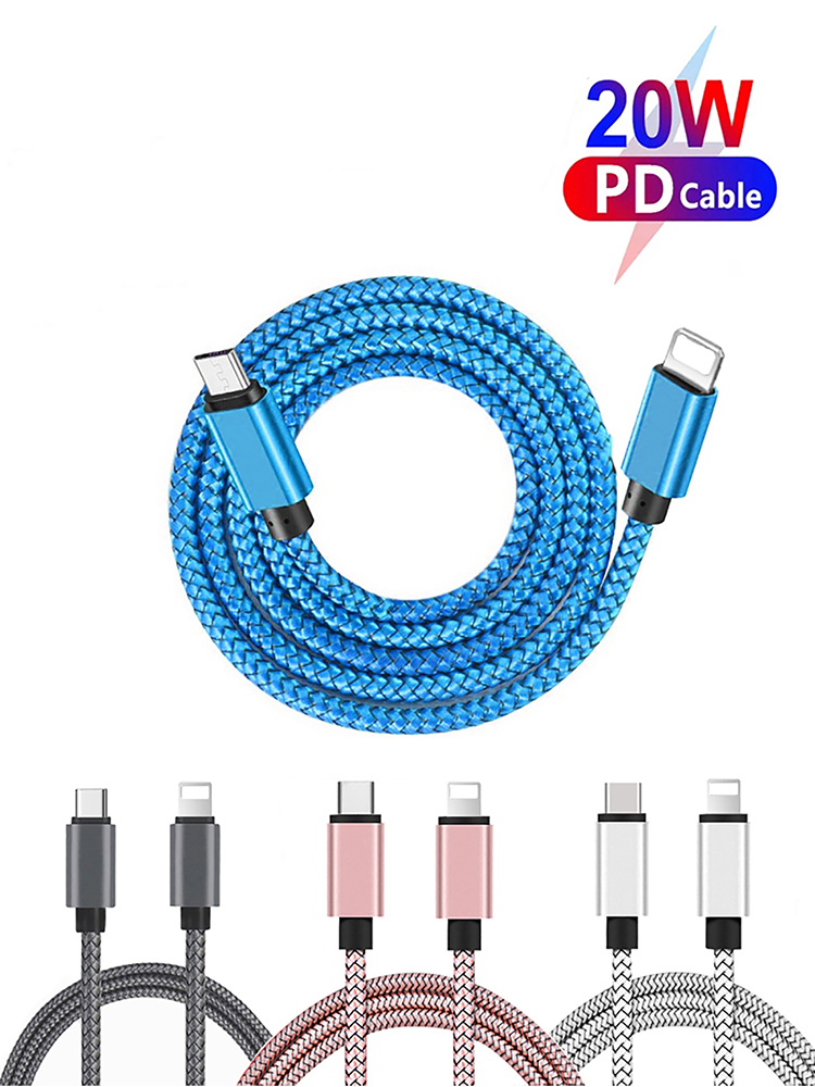 20W Pd Snel Opladen Usb Type C Naar Bliksem Gevlochten Kabel Voor Apple Iphone 14 13 12 11 Opladen Data Draad Kabel Telefoon Accessoires