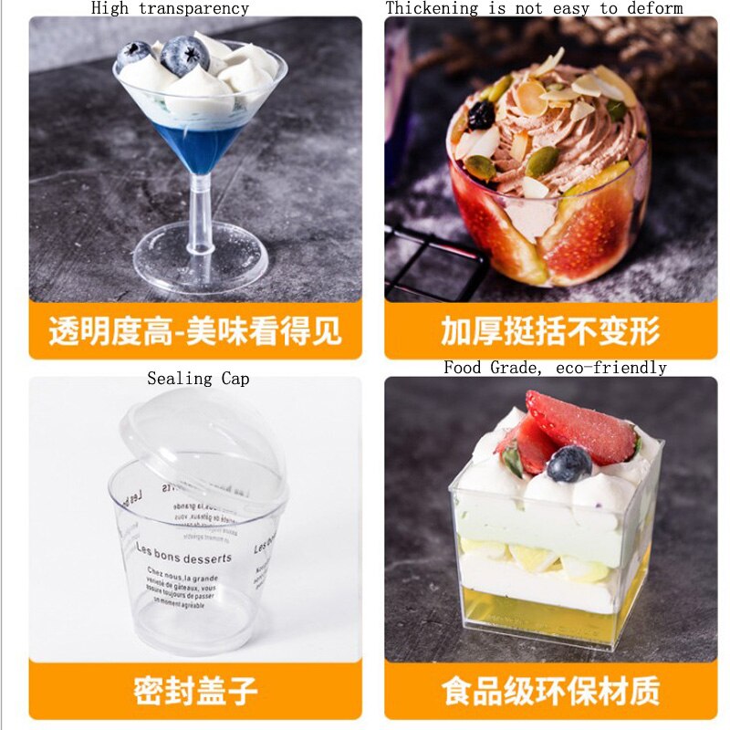 manufacturers Small capacity PS plastic Pudding Mousse Cup Wood Bran Dessert Cup Jelly Cup TIRAMISU INJECTION Cup water bottle