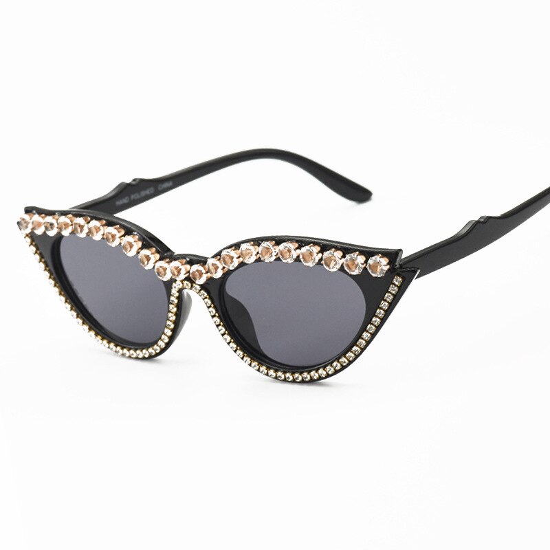 Retro cat eye dame diamant stel solbriller berømthed solbriller personlighed solbriller skygge briller sommer