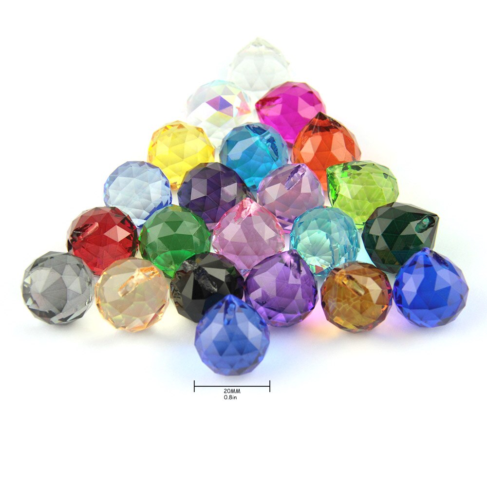 25 stks/partij Gemengde Kleur 20mm Kristallen Kroonluchter Bal Onderdelen Voor Bruiloft Feng Shui Producten X-MAS Decoratie
