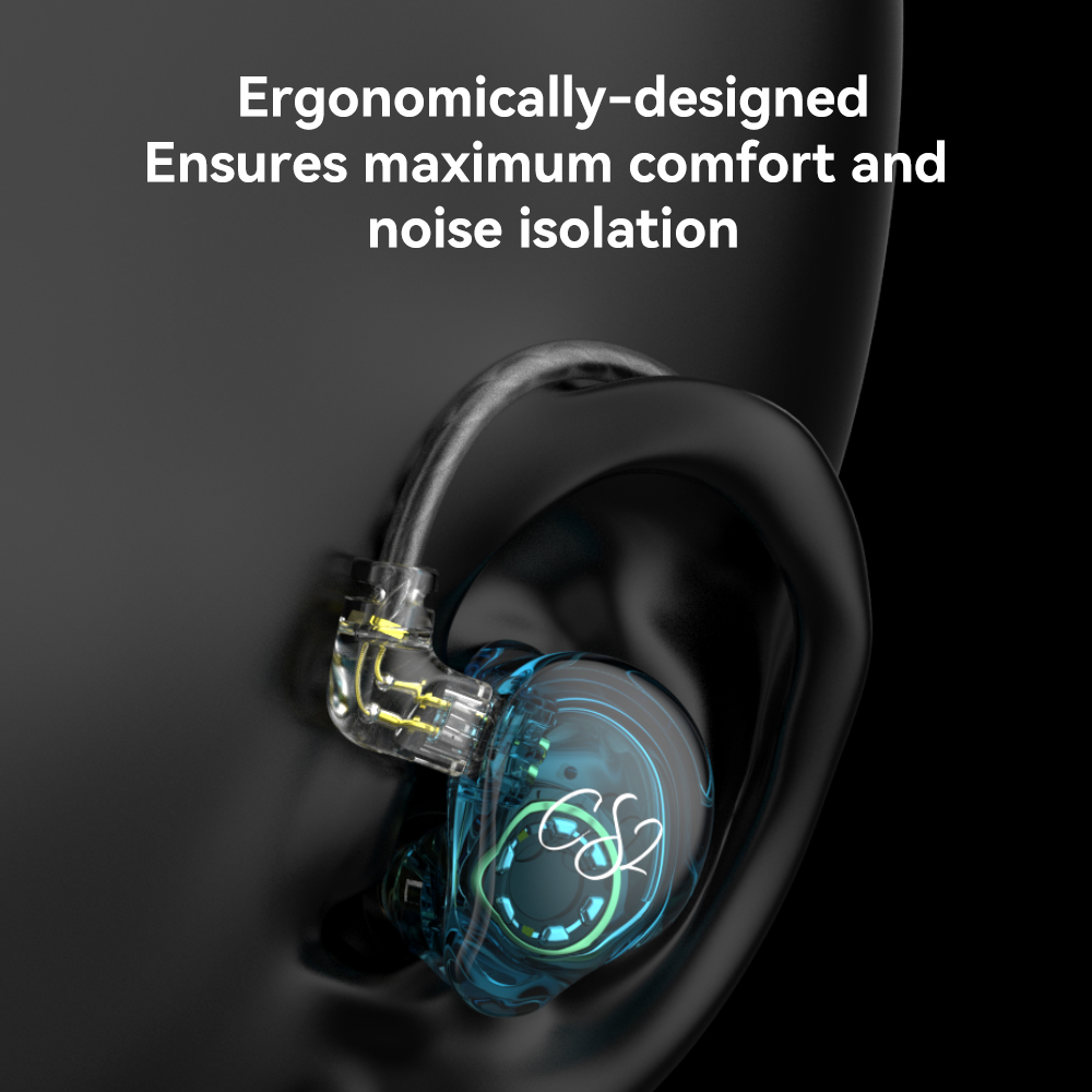 Trn - cs2 dynamic in-ear-kopfhörer, hifi-musik, sport-iem-ohrhörer, headset mit abnehmbarem kabel , 2- pin-kabel, trn-  mt1 v90 st1 cs1 edx pro
