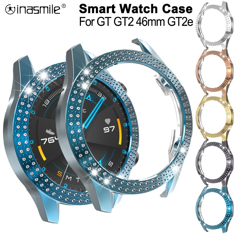 plating Silicone case For huawei watch GT 2E GT2E GT2 GT 2 46mm luxury screen protector smart band diamond coque fundas
